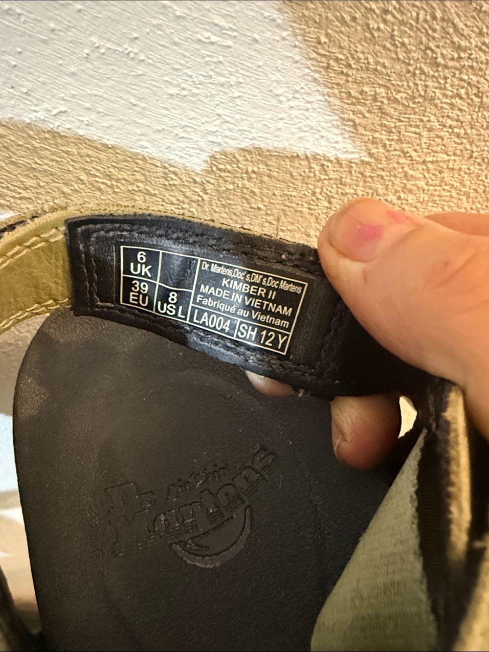 Dr. Martens Olive Strappy Platform Sandals with Yellow Stitching - Picture 10 of 12
